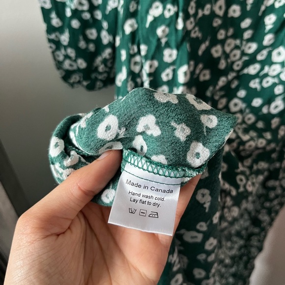 Park & Fifth 100% Rayon Green Floral Long Sleeve Slit Leg Dress - XS - Picture 3 of 8